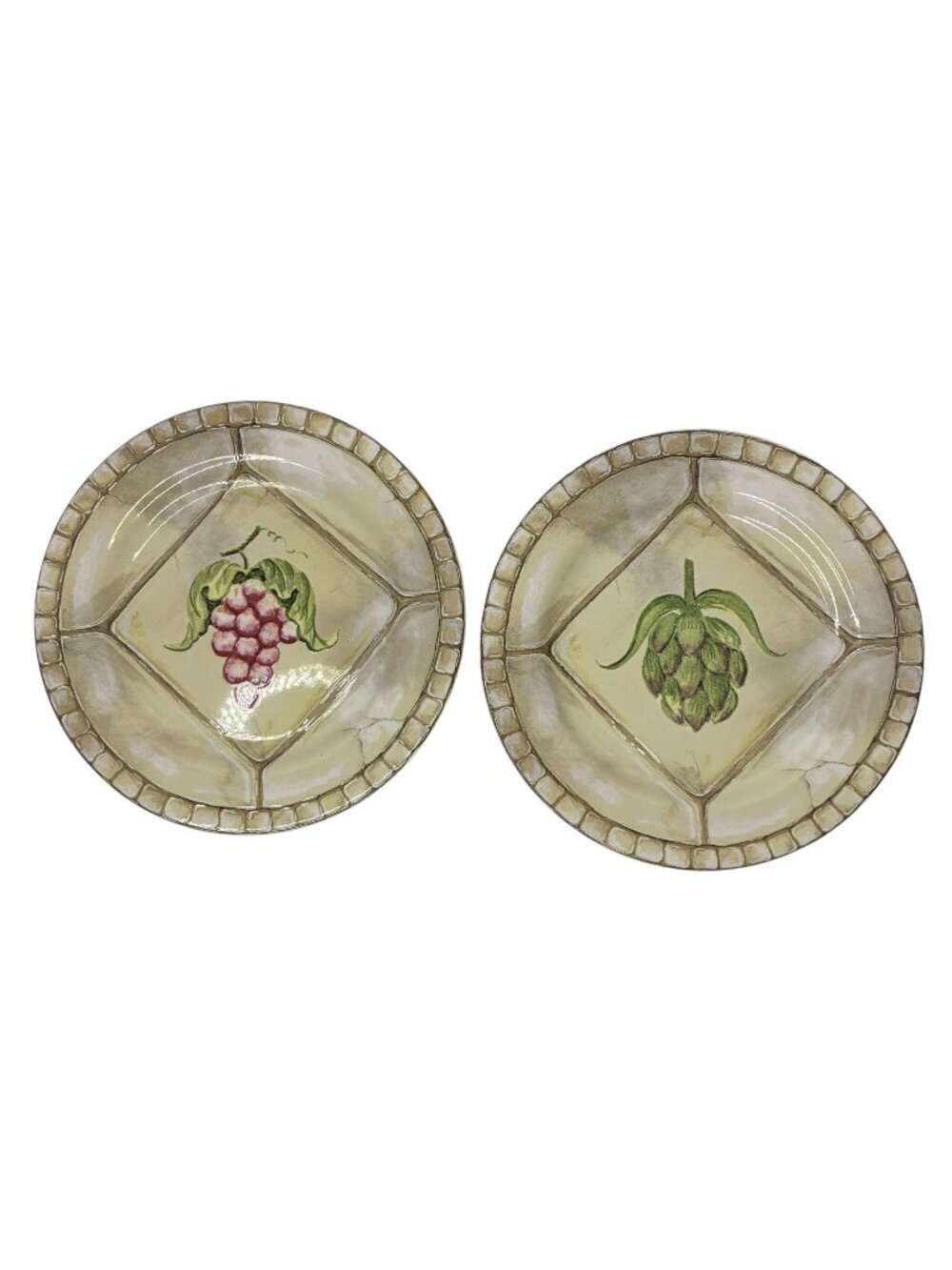 American Atelier "San Marco" Salad Plates Set of Two Grape Artichoke